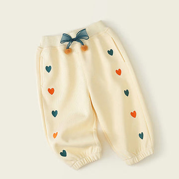 Toddler Girl Heart Bow Loose Jogger Pants