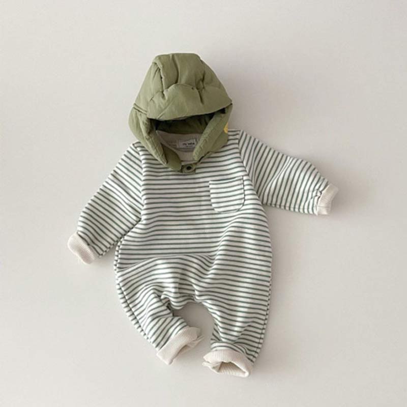 Baby Round Neck Striped Romper