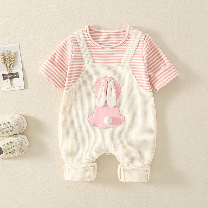 Baby Bunny Striped Fake 2 Pieces Romper