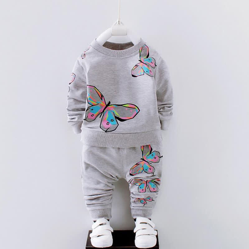 Toddler Girl Butterfly Sweatshirt and Pants Set