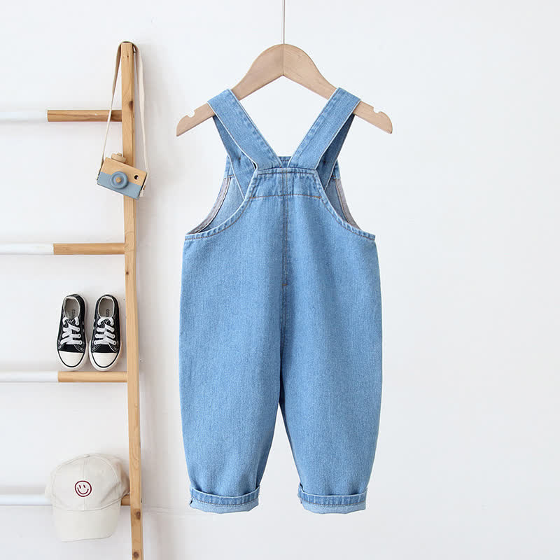 Baby Embroidered Bear Denim Suspender