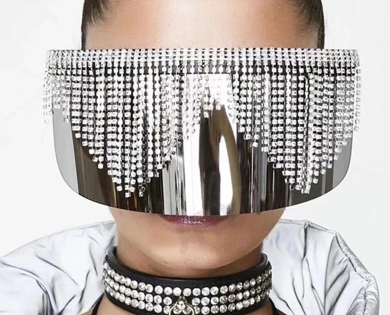 Rhinestone Oversized Mirror Sunglass