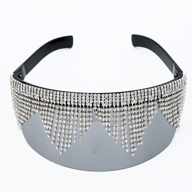 Rhinestone Oversized Mirror Sunglass