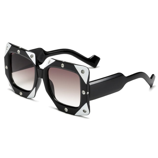 Diamond Big Frame Vintage Square Sunglasses