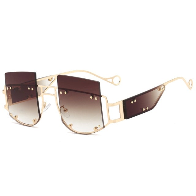 Oversize Rimless Square Sunglasses