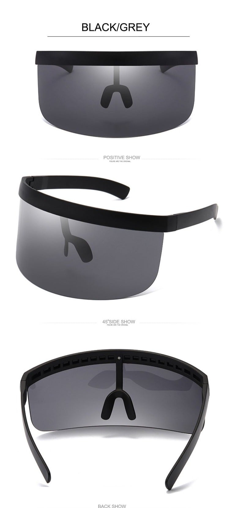 Big Frame Reflective Mirror One Piece Shield Windproof Visor Sunglasses