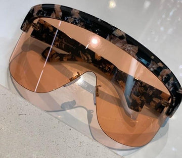 Oversized One Piece Shield Rimless Leopard Print Windproof Visor Sunglasses