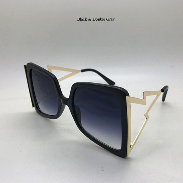 Bow Shape Bee Hollow Temple Oversize Gradient Square Sunglasses