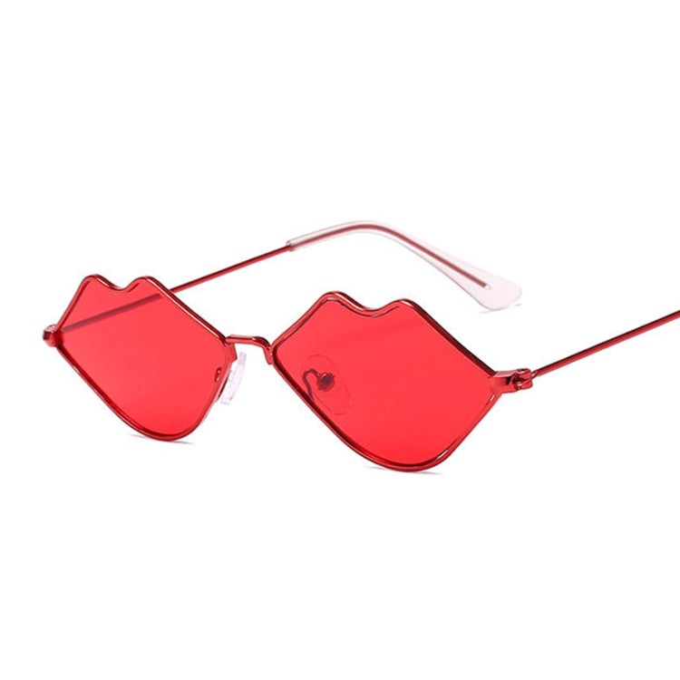 Lips-Shaped Metal Frame Anti Reflective Lens Cat Eye Sunglasses