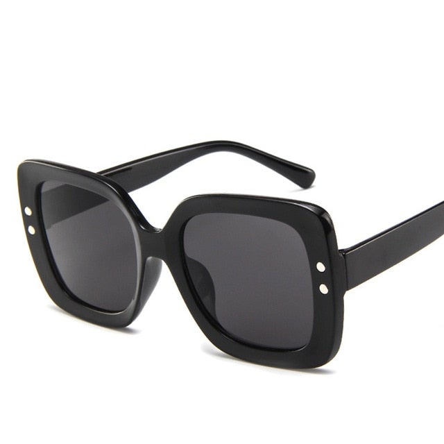 Round Acrylic Mirror Gradient Lens Oversized Frame Square Sunglasses