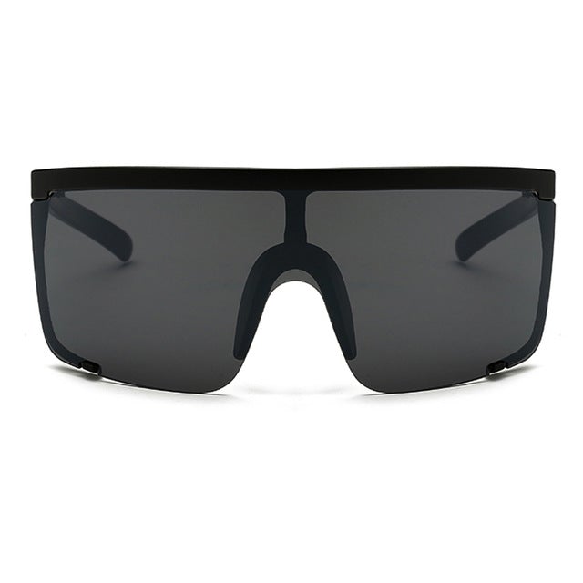 Oversize Mask Shape Flat Top Hood Shield Visor Sunglasses