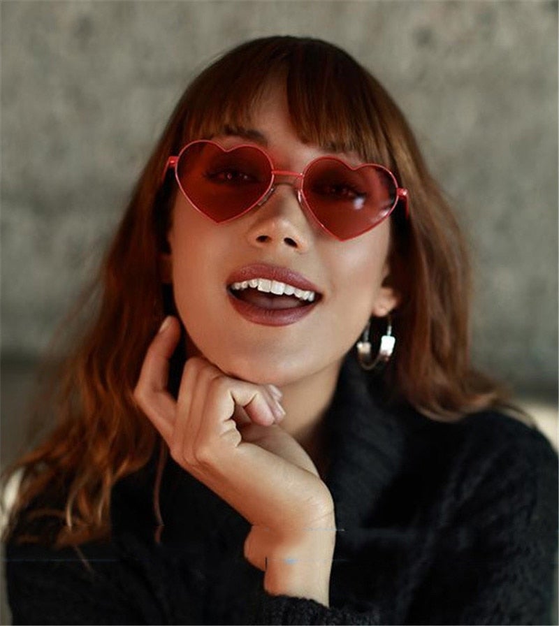 Clear Lens Heart Shaped Metal Frame Retro Sunglasses