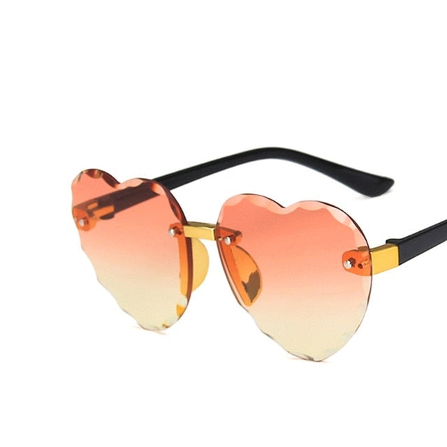 Gradient Heart-Shaped Lens Rivets Details Rimless Sunglasses