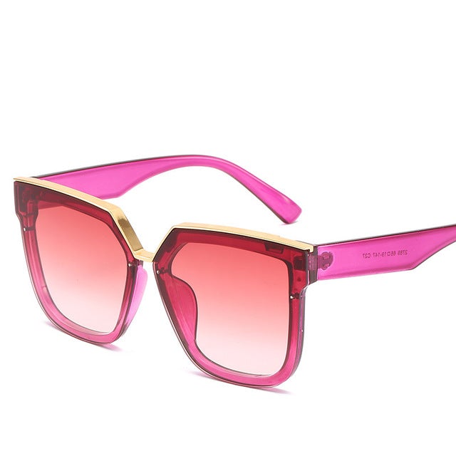 Anti-Reflective Mirror Gradient Lens Oversized Retro Square Sunglasses