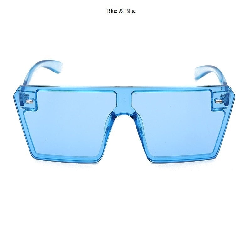 One Piece Clear Frame Candy Color Oversized Square Sunglasses