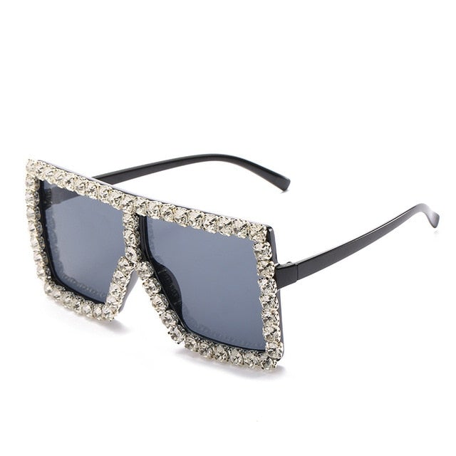 Colorful Diamond Big Frame Luxury Crystal Rhinestone Square Sunglasses