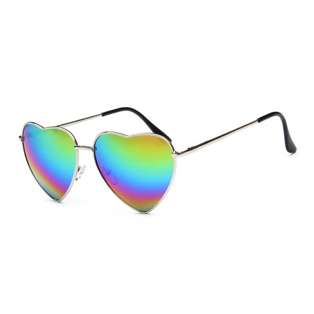 Heart Shaped Vintage Mirror Lens Retro Sunglasses