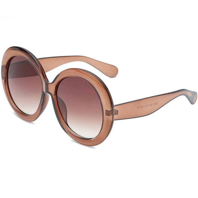 Oversized Gradient Lens Plastic Frame Round Sunglasses