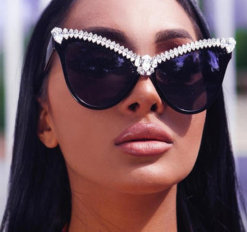 Oversized Rhinestone Cat Eye Sunglass