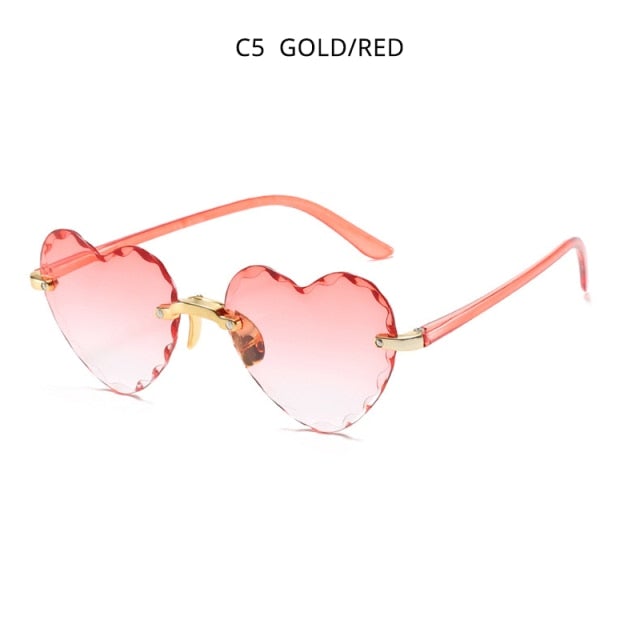 Heart Shape Rimless Retro Sunglasses