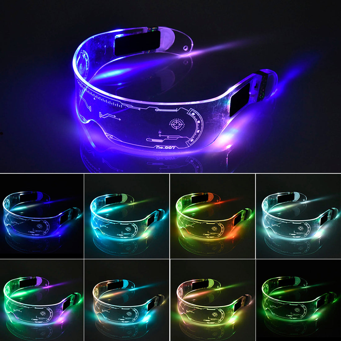 Neon Light Up Visor Eyeglasses