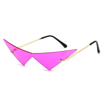 Triangle Vintage Rimless Clear Ocean Lens Cat Eye Sunglasses