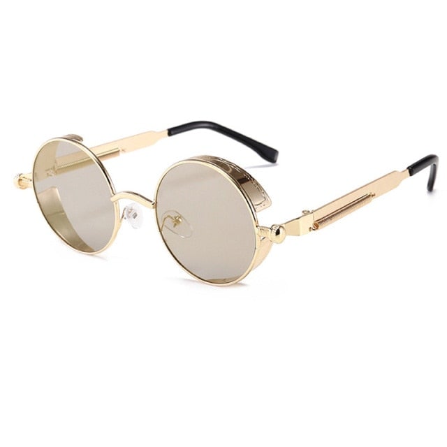 Retro Metal Steampunk Round Sunglasses