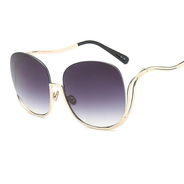 Semi Rimless Oversized Round Sunglasses