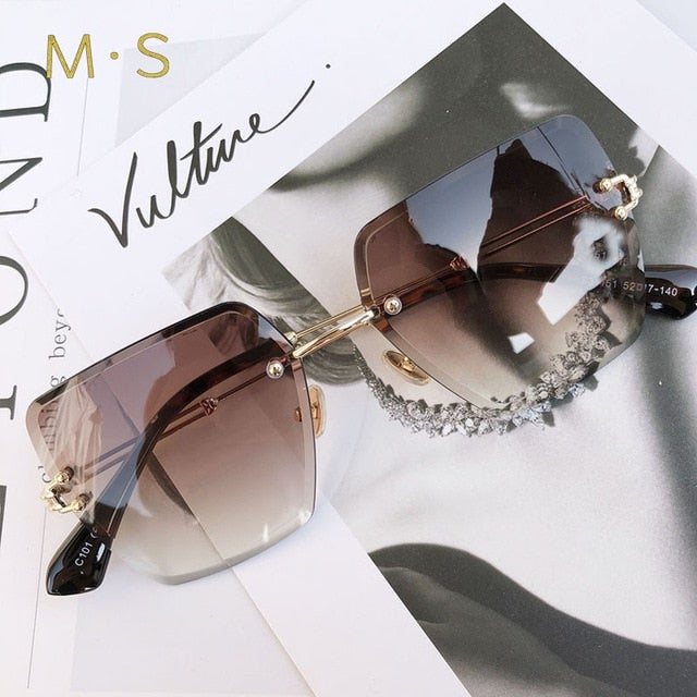 Rimless Fashion Square Sunglasses