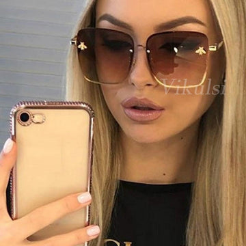 Golden Thin Frame Square Sunglasses