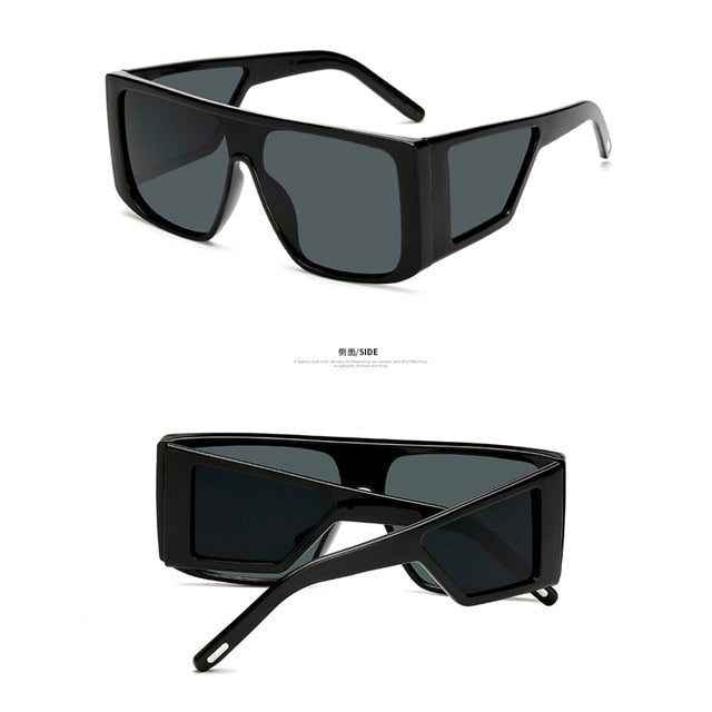 Oversized Shield Anti-Reflective Frame Square Sunglasses