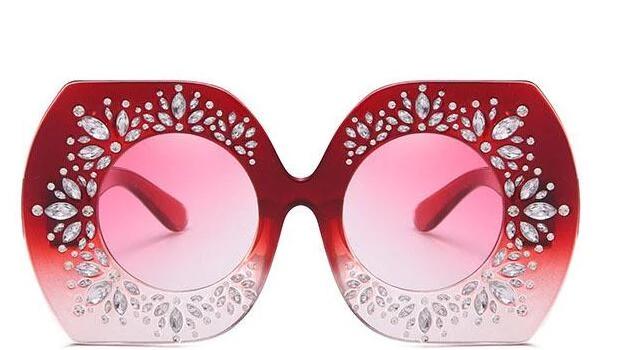 Goggles Rhinestone Large Frame Square Sunglass