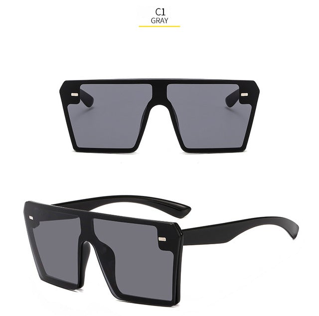 Designer Mirror UV400 Fashion Oversized Square Sunglass